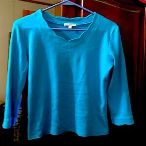 Turquoise 3/4 sleeve knit top